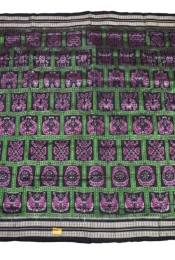 Black-Green Colour Sambalpuri Handloom Bandha Silk Saree