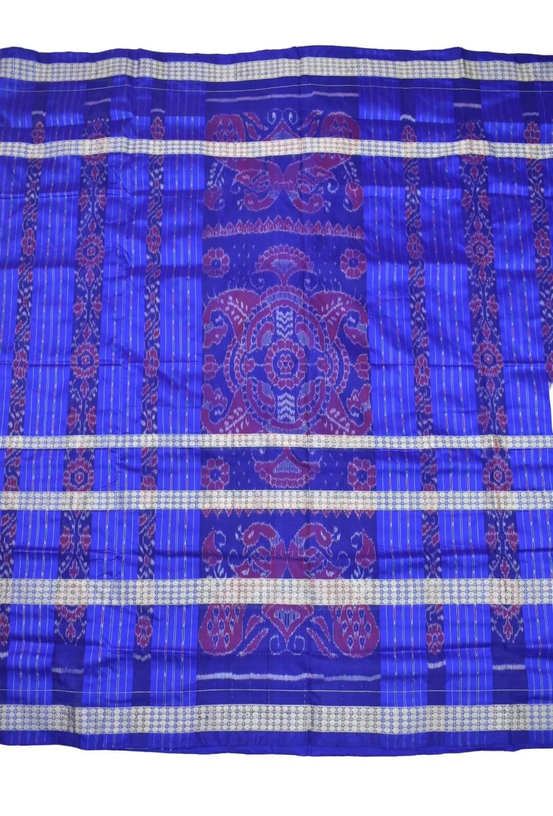 Blue Colour Sambalpuri Handloom Bandha Silk Saree - Image 2