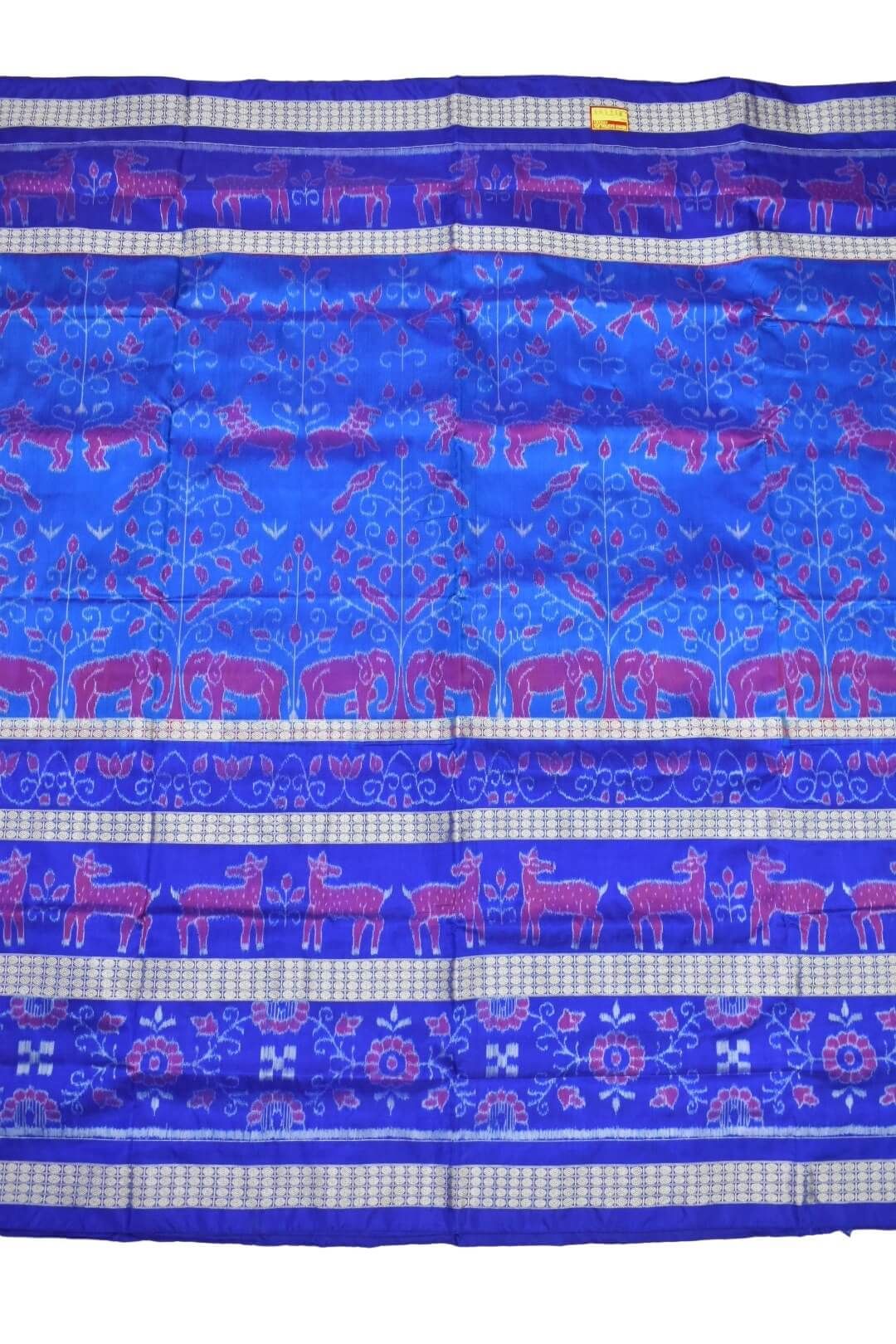 Blue Colour Sambalpuri Handloom Bandha Silk Saree