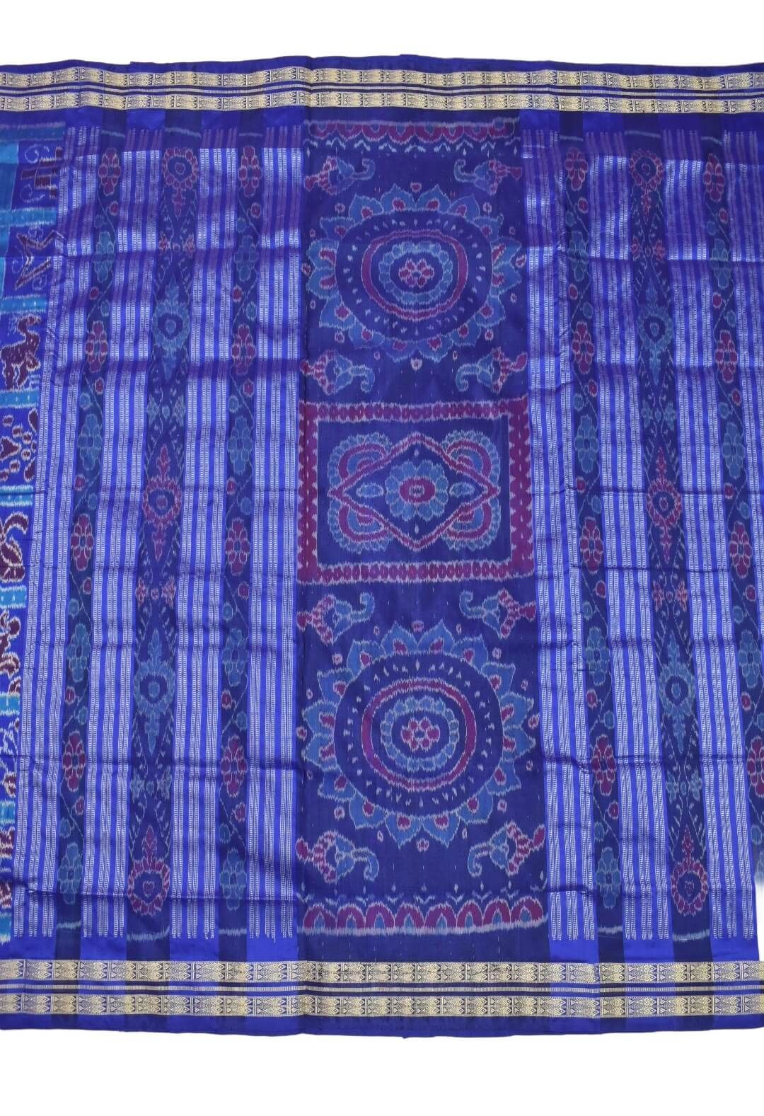 Blue Colour Sambalpuri Handloom Bandha Silk Saree - Image 2