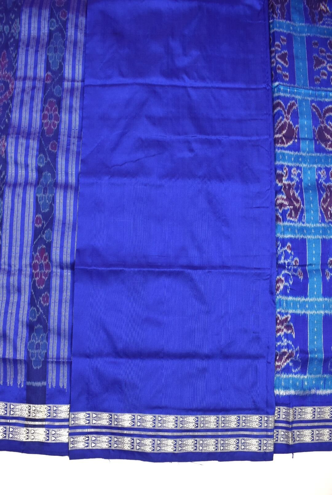 Blue Colour Sambalpuri Handloom Bandha Silk Saree - Image 5