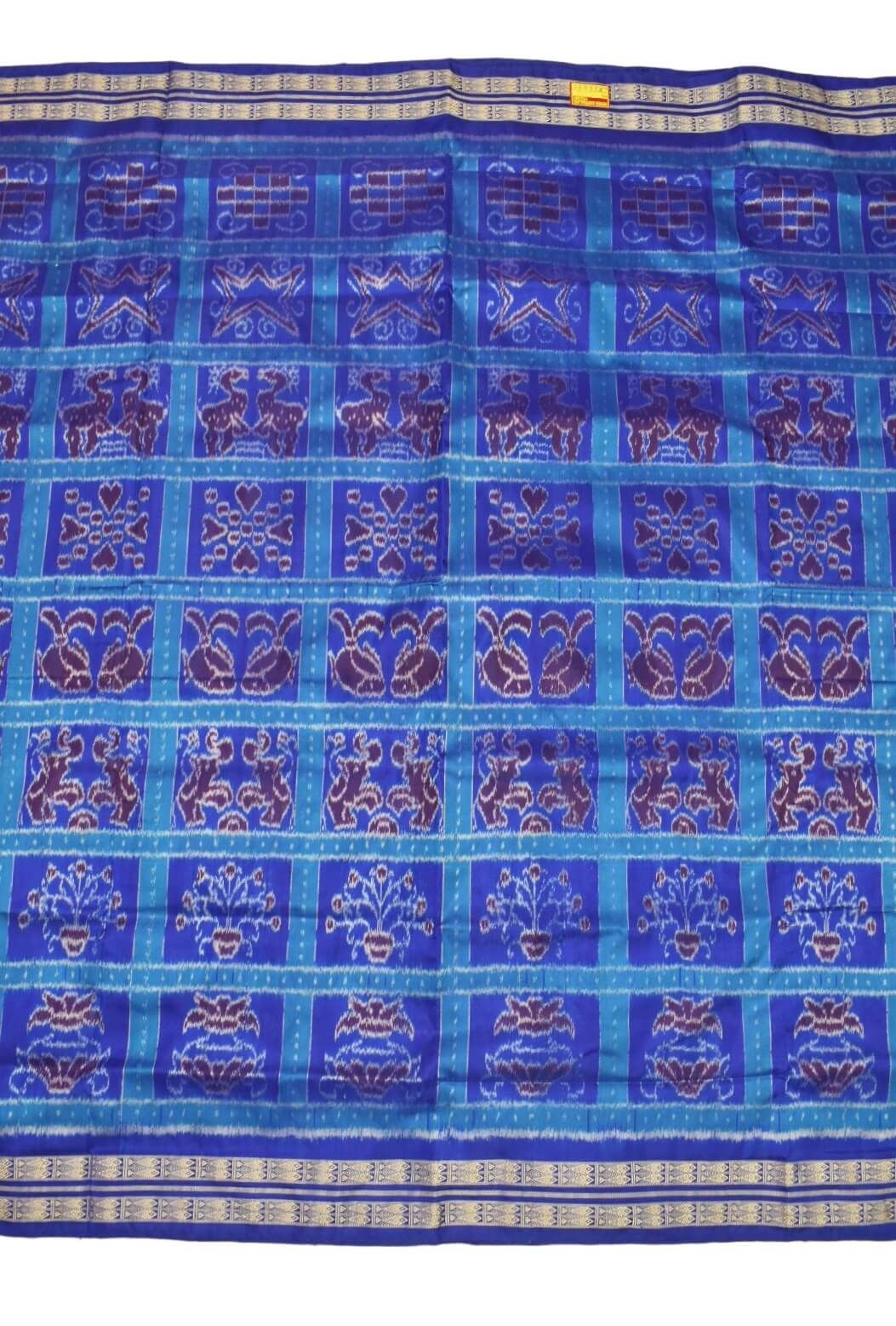 Blue Colour Sambalpuri Handloom Bandha Silk Saree
