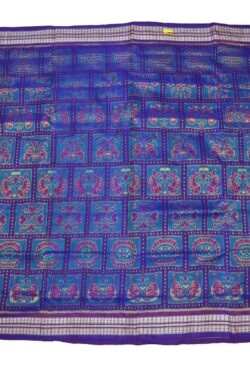 Blue Colour Sambalpuri Handloom Bandha Silk Saree