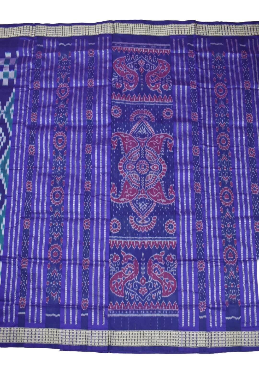 Blue Colour Sambalpuri Handloom Bandha Silk Saree - Image 2