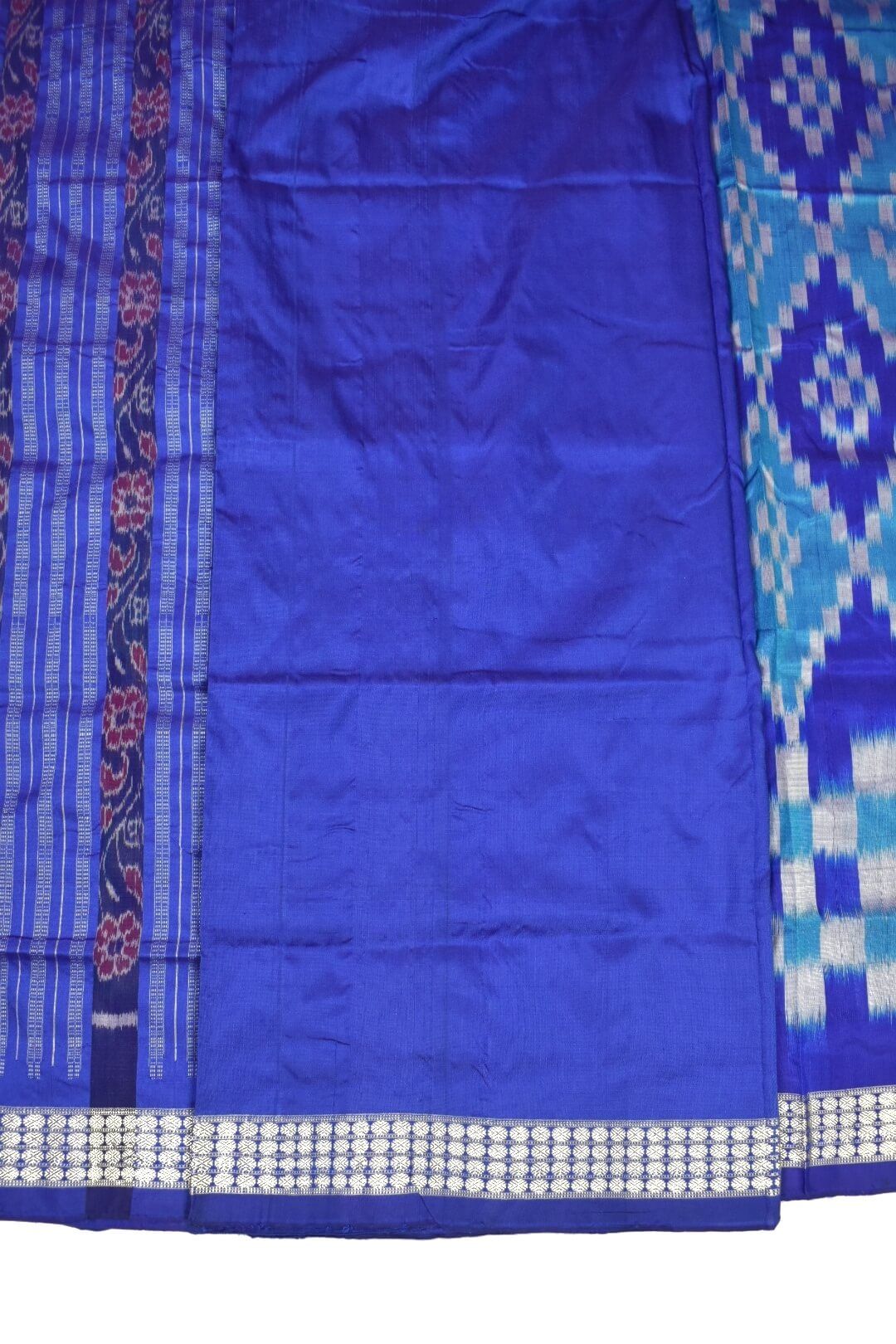 Blue Colour Sambalpuri Handloom Bandha Silk Saree - Image 5