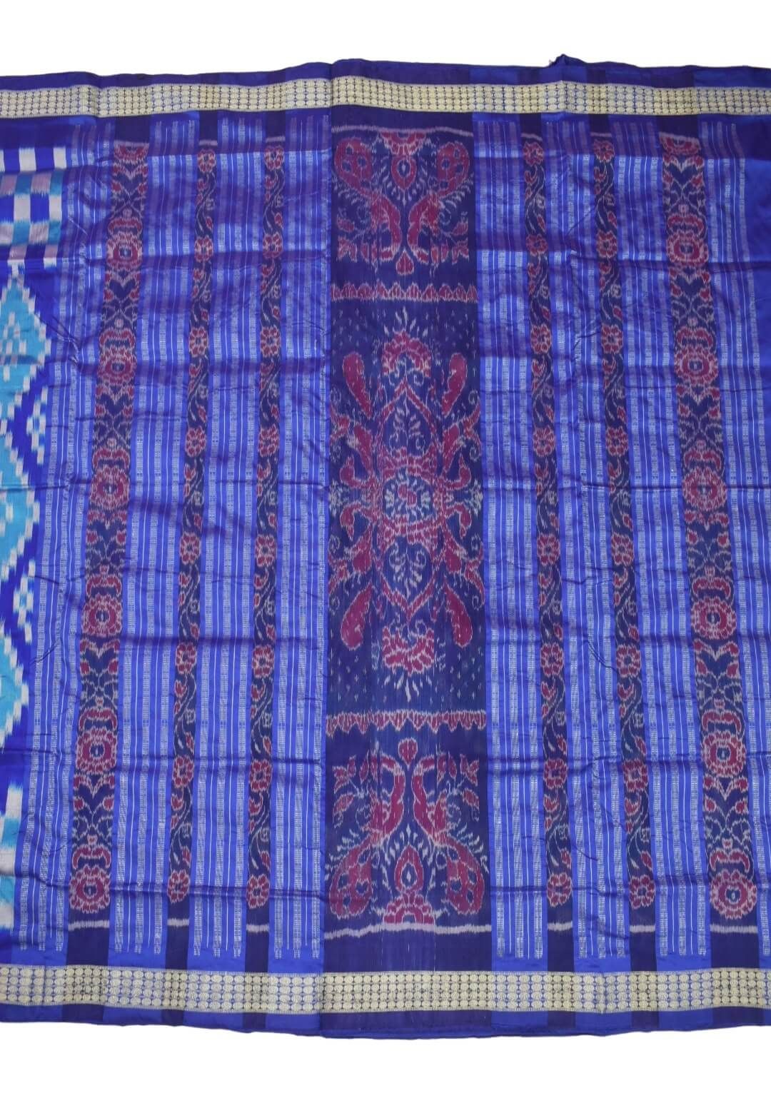 Blue Colour Sambalpuri Handloom Bandha Silk Saree - Image 2