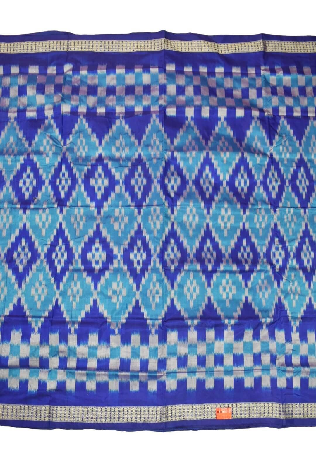 Blue Colour Sambalpuri Handloom Bandha Silk Saree