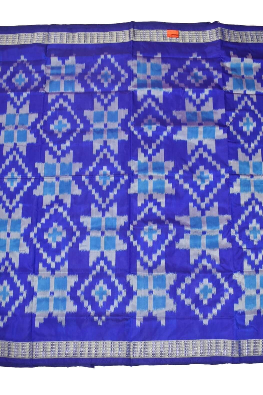 Blue Colour Sambalpuri Handloom Bandha Silk Saree