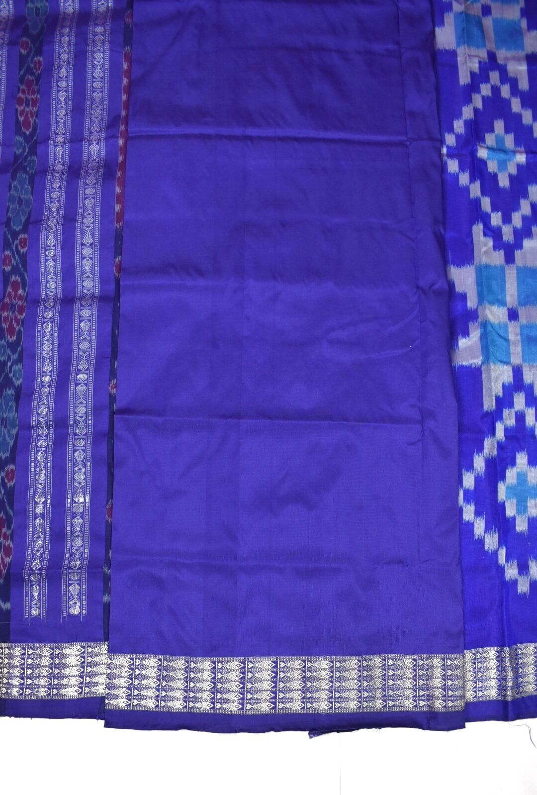 Blue Colour Sambalpuri Handloom Bandha Silk Saree - Image 5