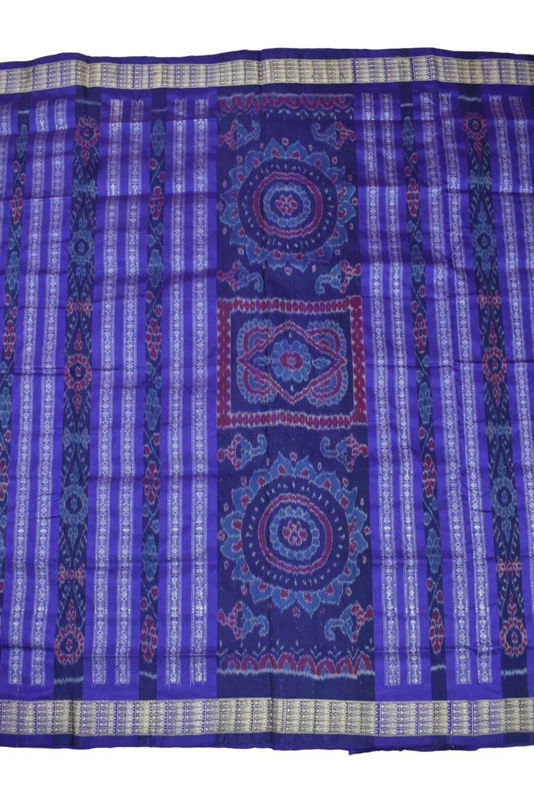 Blue Colour Sambalpuri Handloom Bandha Silk Saree - Image 2