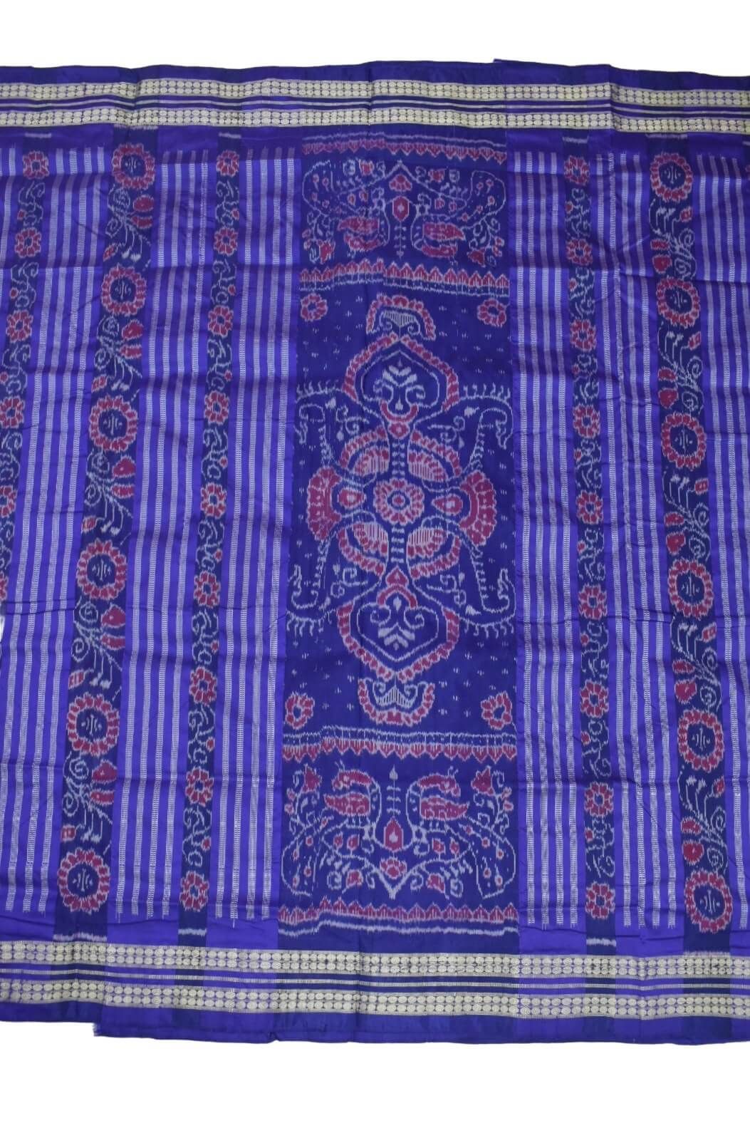 Gray-Red Colour Sambalpuri Handloom Bandha Silk Saree - Image 2