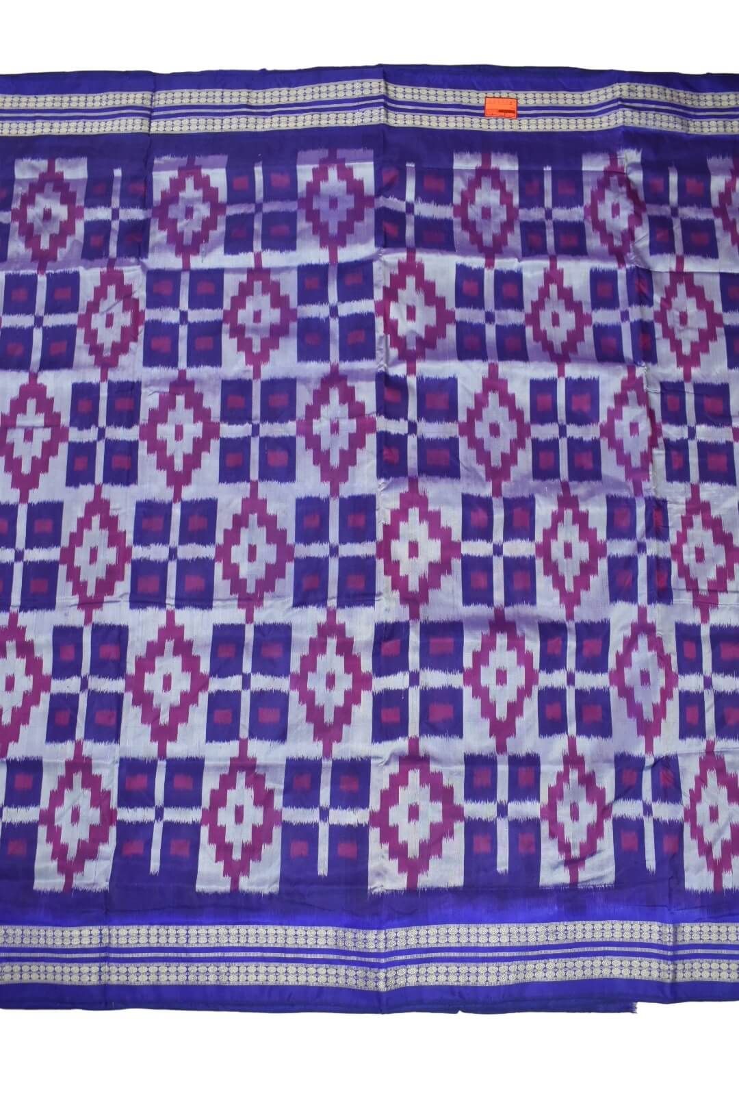 Gray-Red Colour Sambalpuri Handloom Bandha Silk Saree