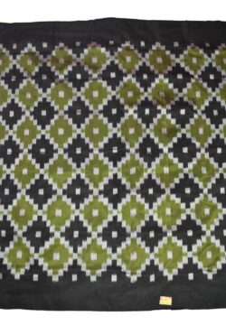 Black-Green Colour Sambalpuri Handloom Bandha Silk Saree