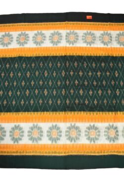 Green-white Colour Sambalpuri Handloom Mania Bandha Cotton Saree