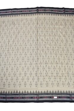 White Colour Sambalpuri Handloom Mania Bandha Cotton Saree