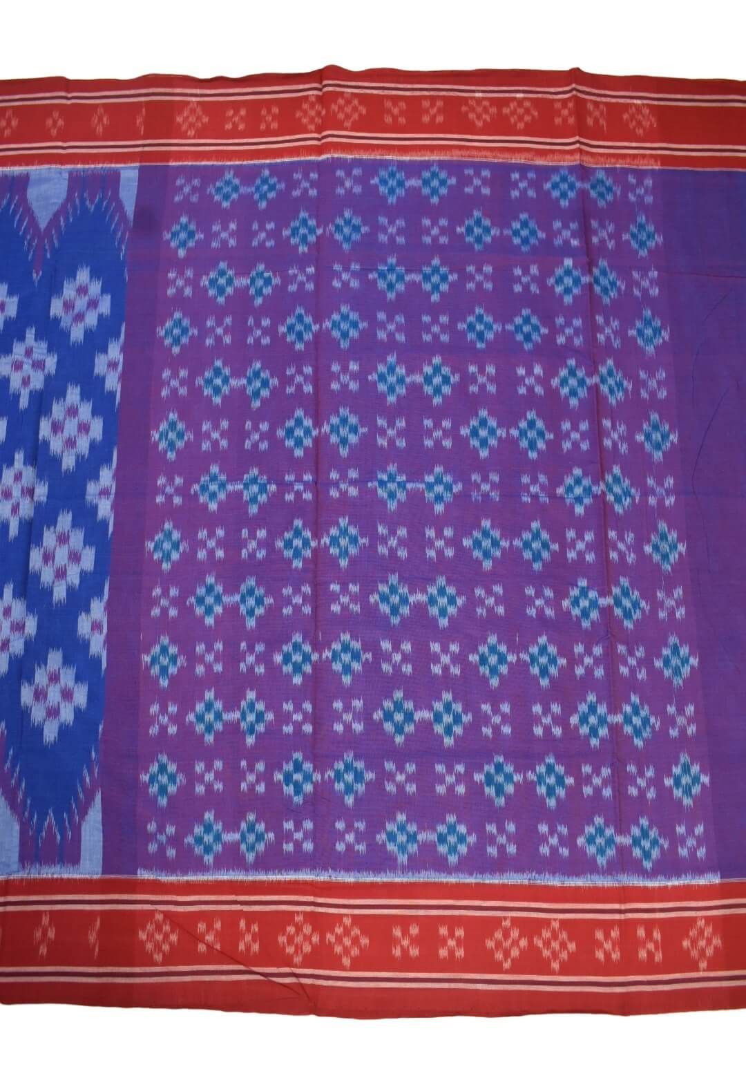 Blue Colour Sambalpuri Handloom Mania Bandha Cotton Saree - Image 2