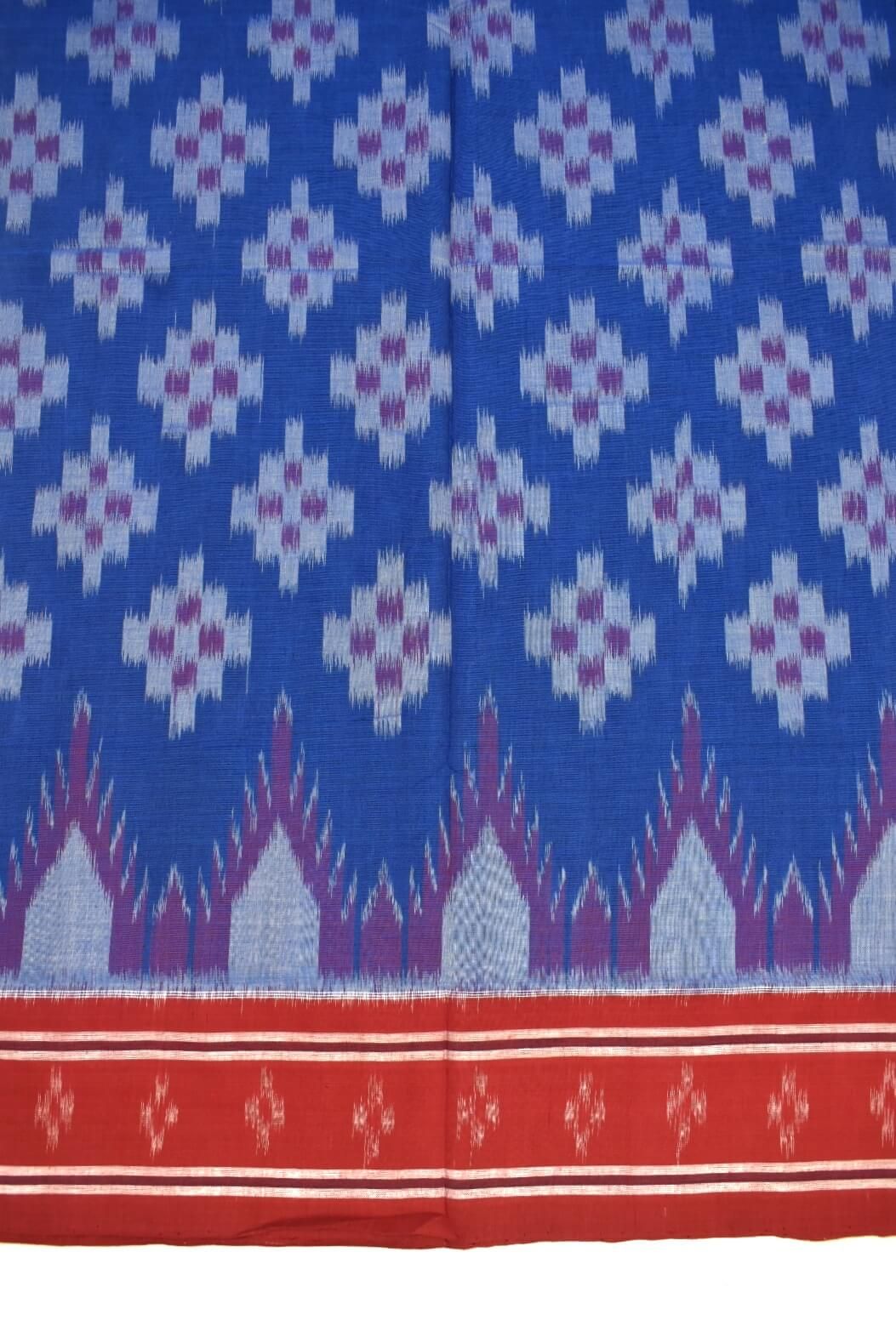 Blue Colour Sambalpuri Handloom Mania Bandha Cotton Saree - Image 4