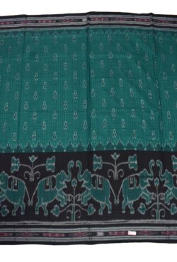 Sky-Black Colour Sambalpuri Handloom Mania Bandha Cotton Saree