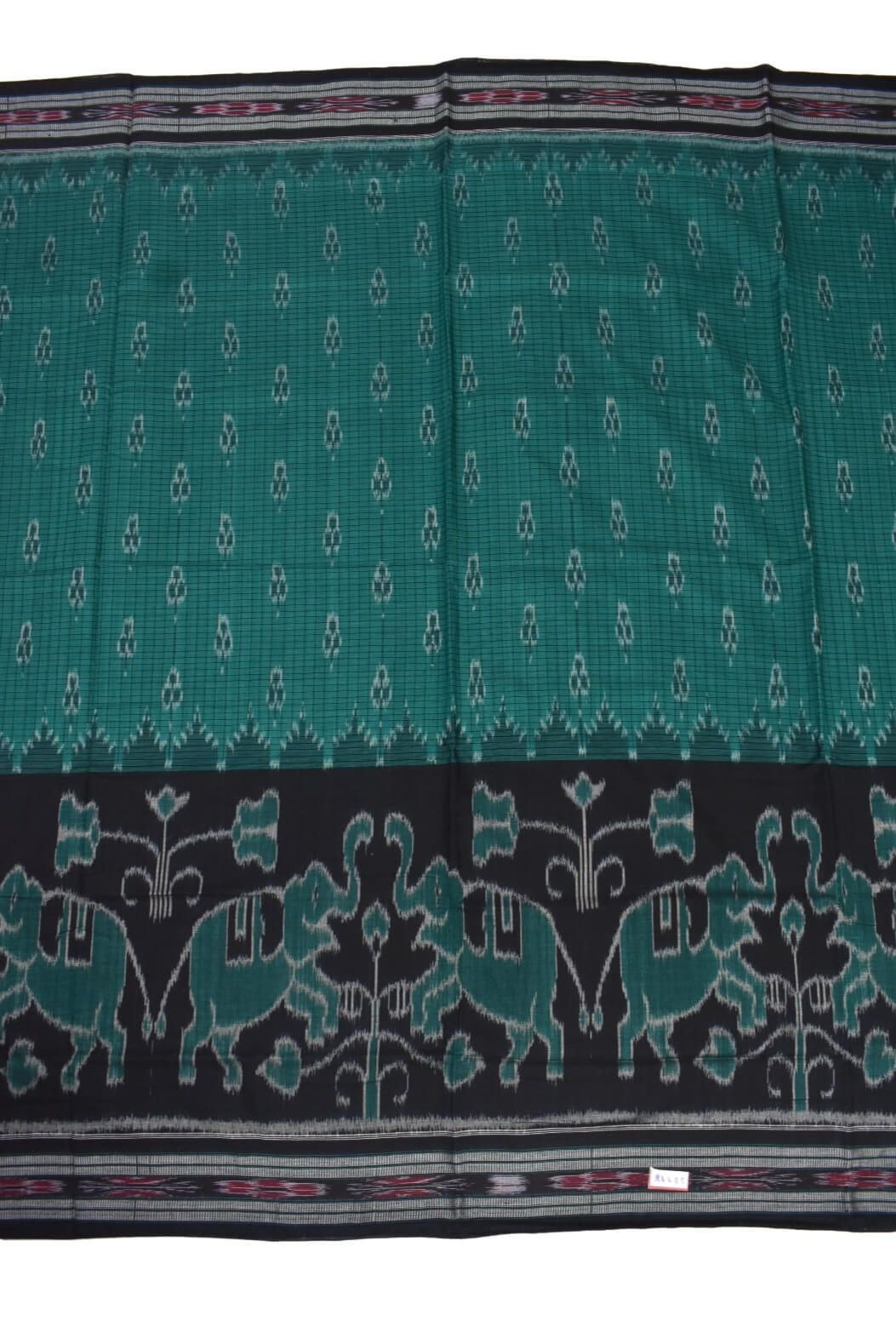 Sky-Black Colour Sambalpuri Handloom Mania Bandha Cotton Saree