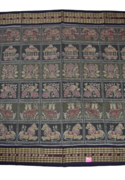 Green-Black Colour Sambalpuri Handloom Cotton Saree