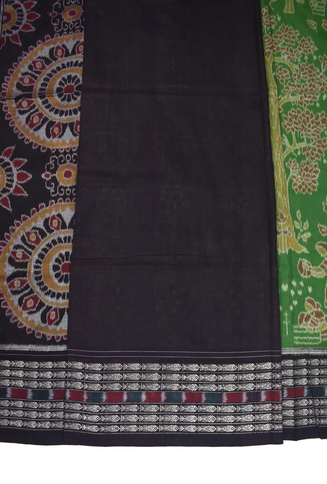 Green Colour Sambalpuri Handloom Cotton Saree - Image 5