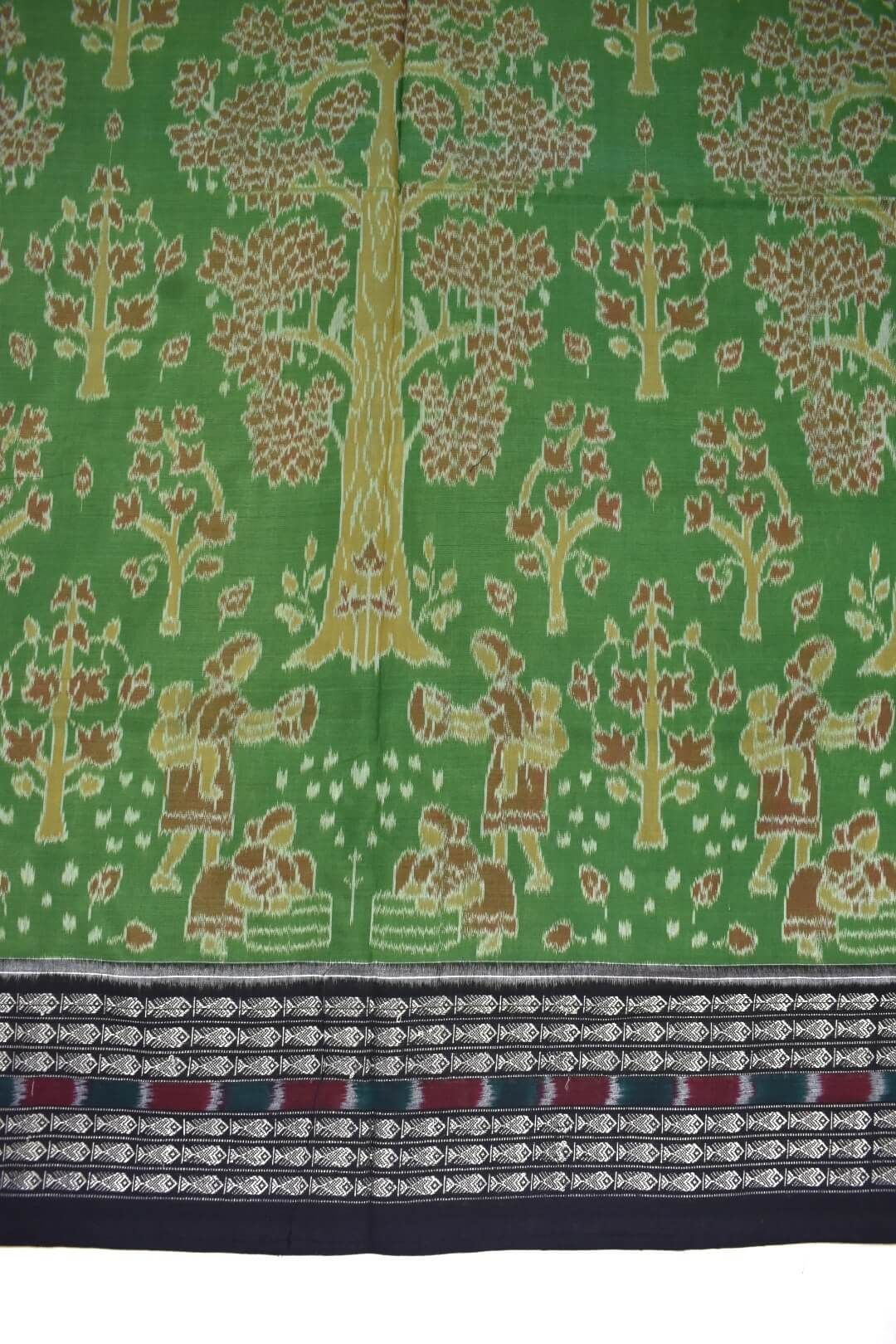 Green Colour Sambalpuri Handloom Cotton Saree - Image 4