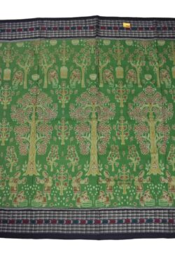 Green Colour Sambalpuri Handloom Cotton Saree
