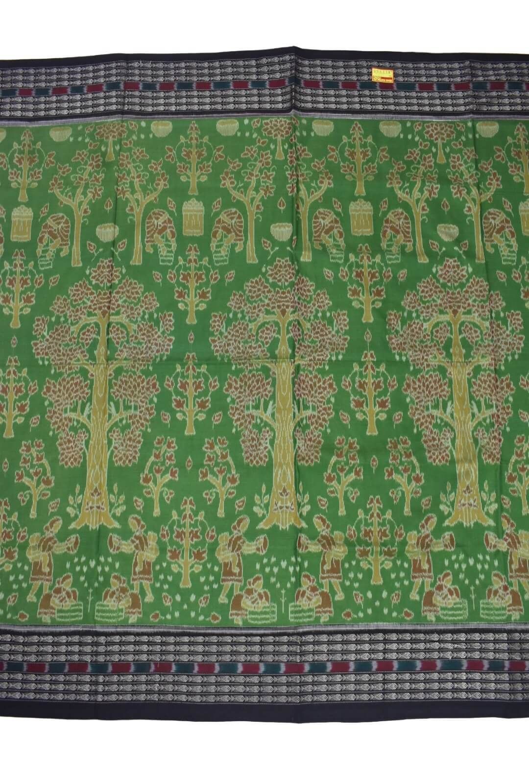 Green Colour Sambalpuri Handloom Cotton Saree