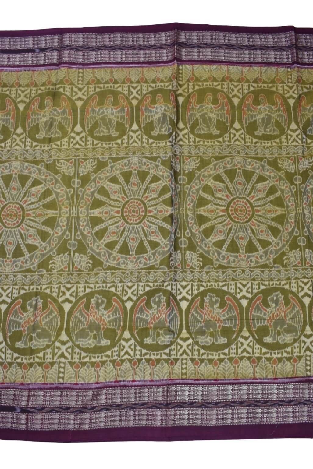 Green Colour Sambalpuri Handloom Cotton Saree