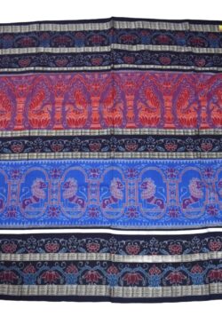 Red-Blue Colour Sambalpuri Handloom Cotton Saree
