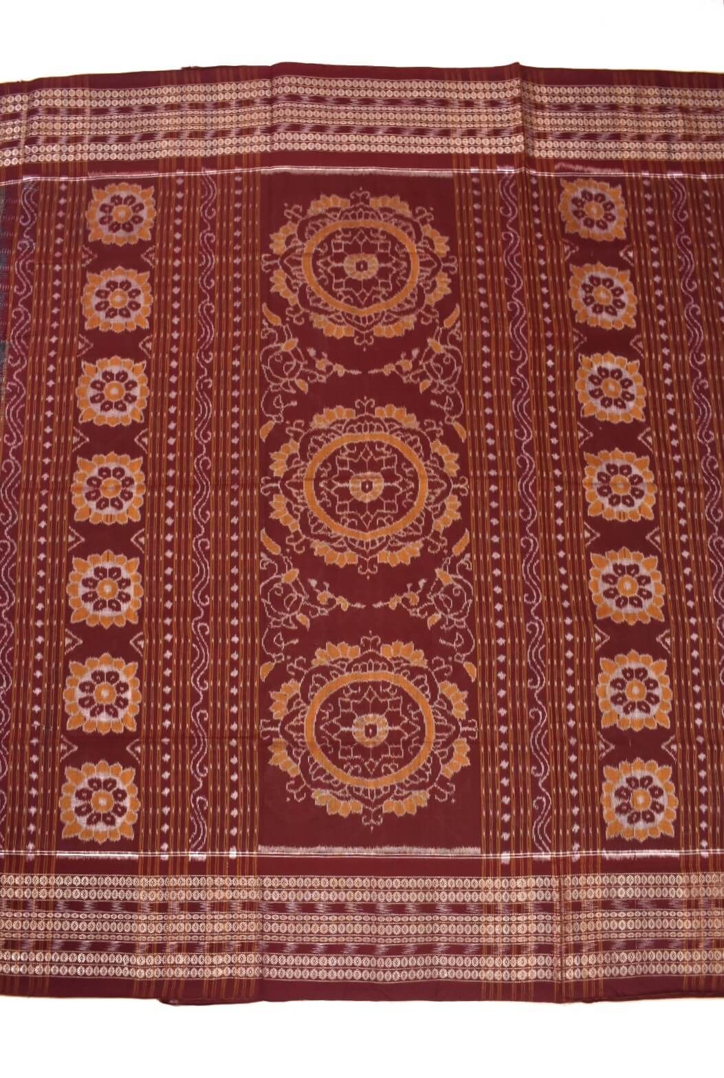 Green-Red Colour Sambalpuri Handloom Cotton Saree - Image 2