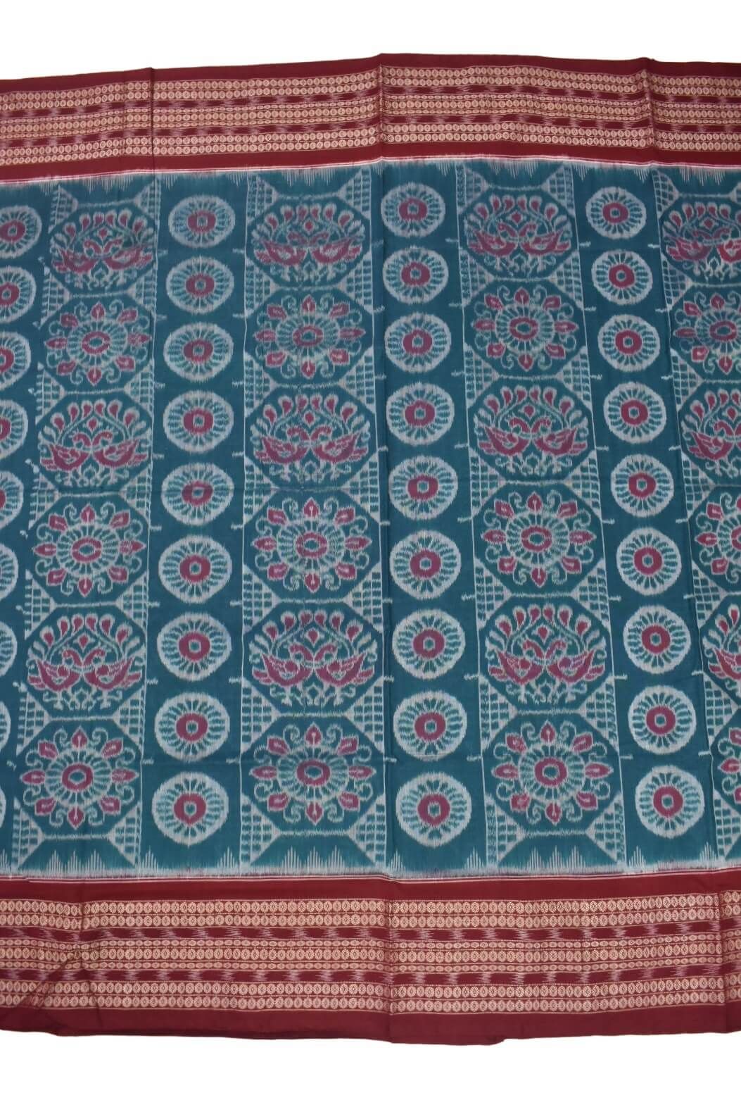 Green-Red Colour Sambalpuri Handloom Cotton Saree