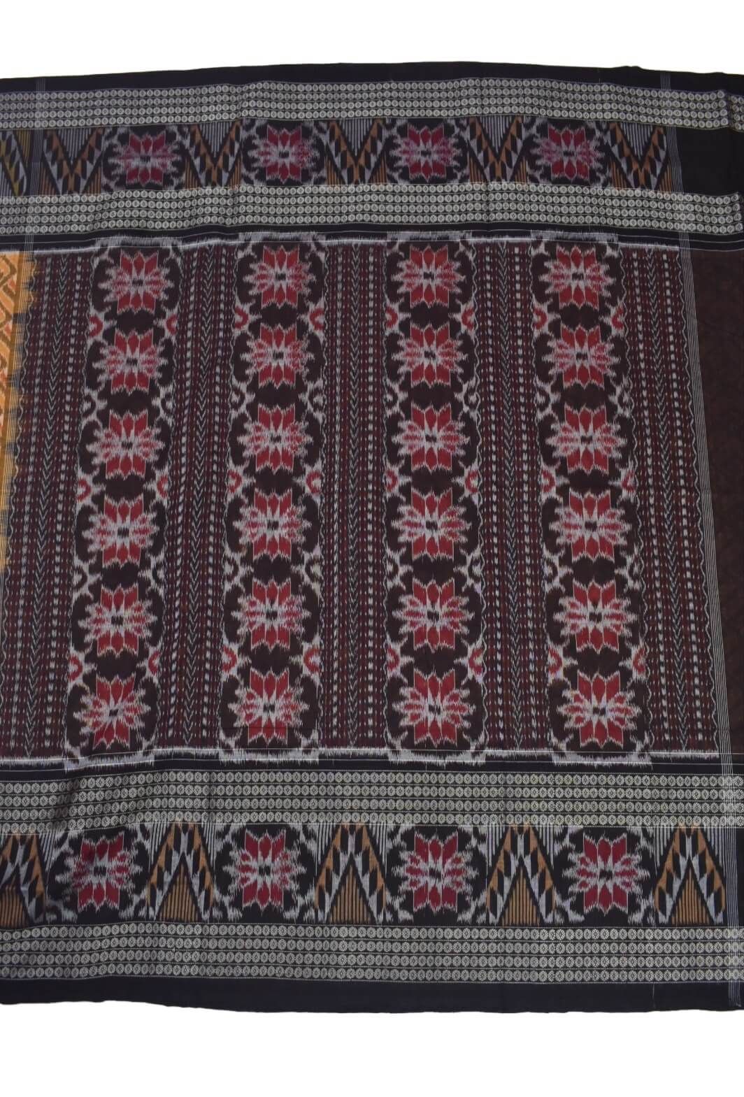 Orange Colour Sambalpuri Handloom Cotton Saree - Image 2