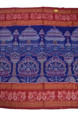 Blue-Red Colour Sambalpuri Handloom Cotton Saree
