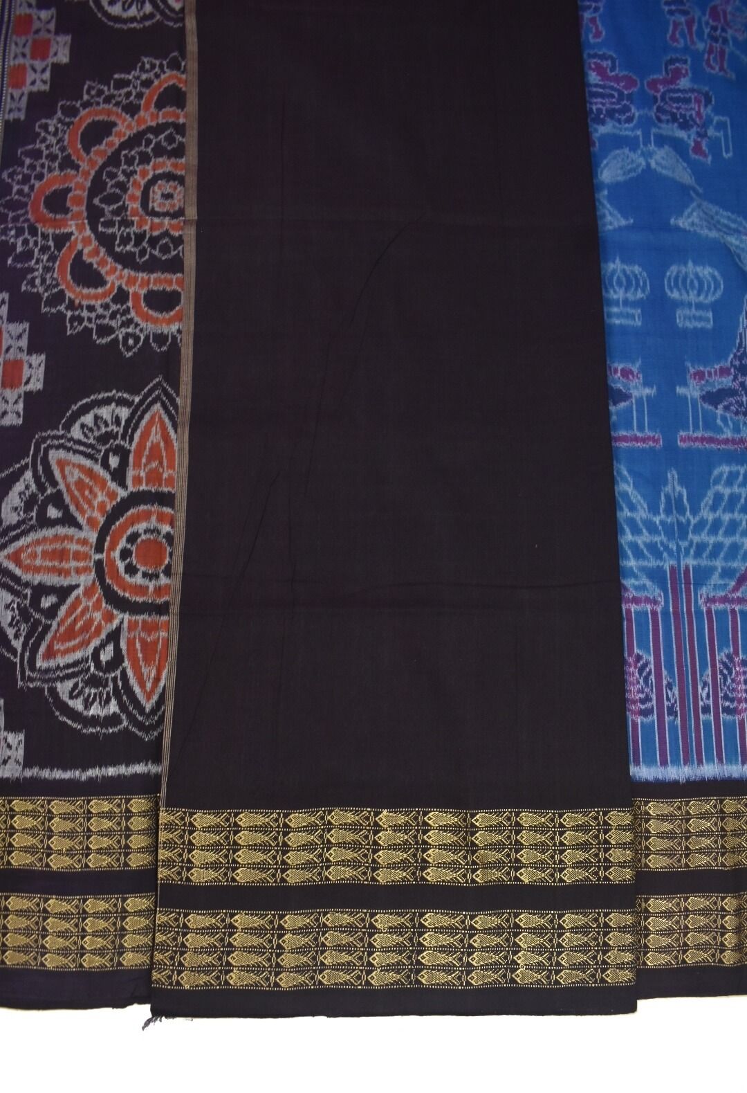 Blue Colour Sambalpuri Handloom Cotton Saree - Image 5