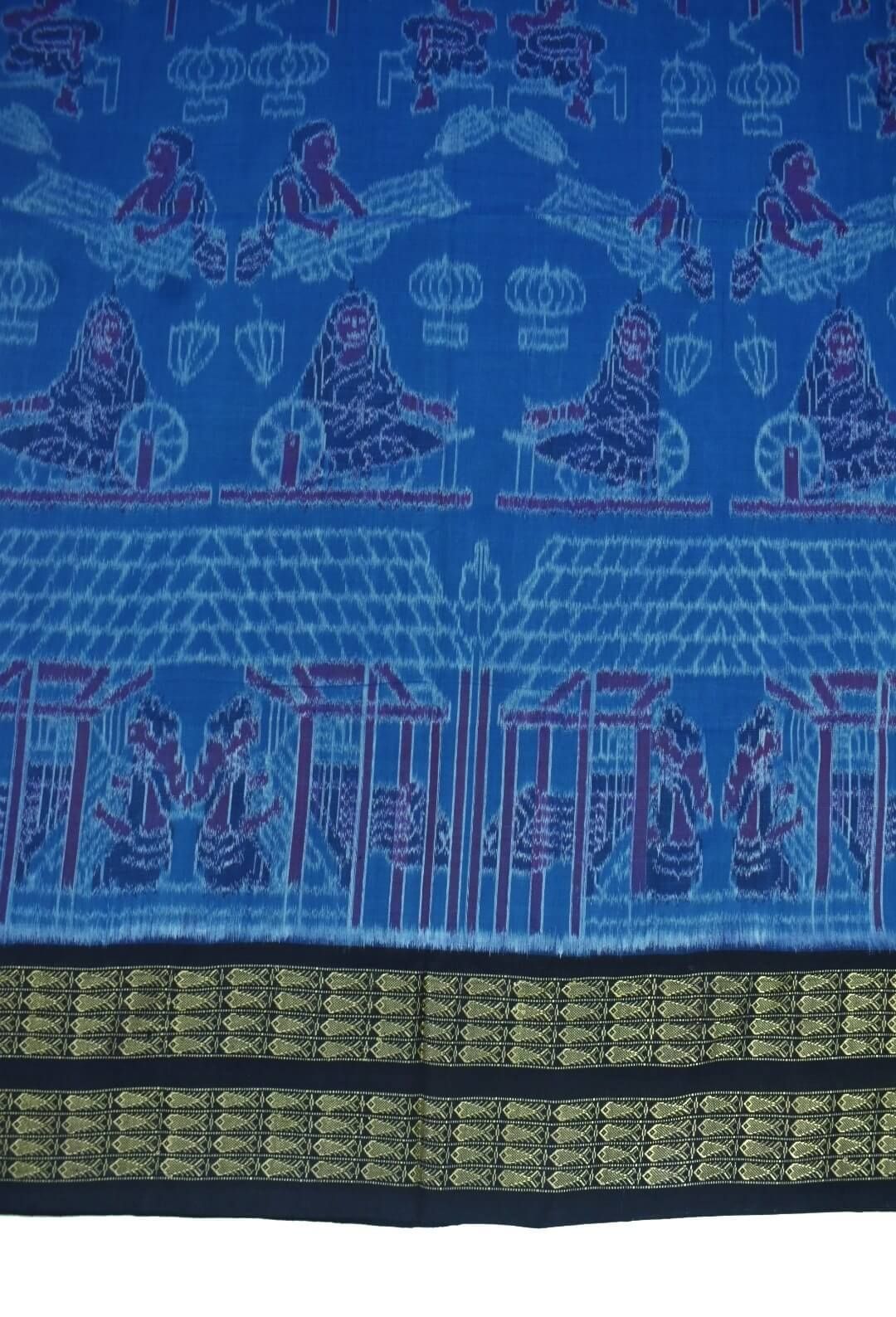 Blue Colour Sambalpuri Handloom Cotton Saree - Image 4