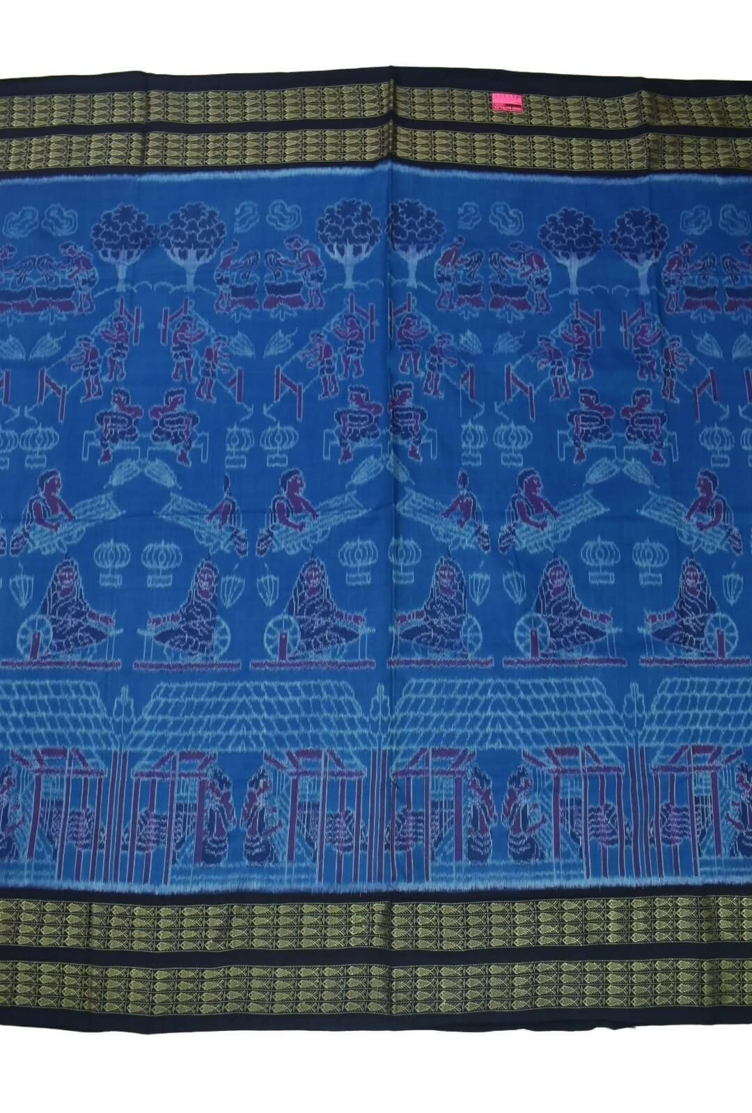 Blue Colour Sambalpuri Handloom Cotton Saree