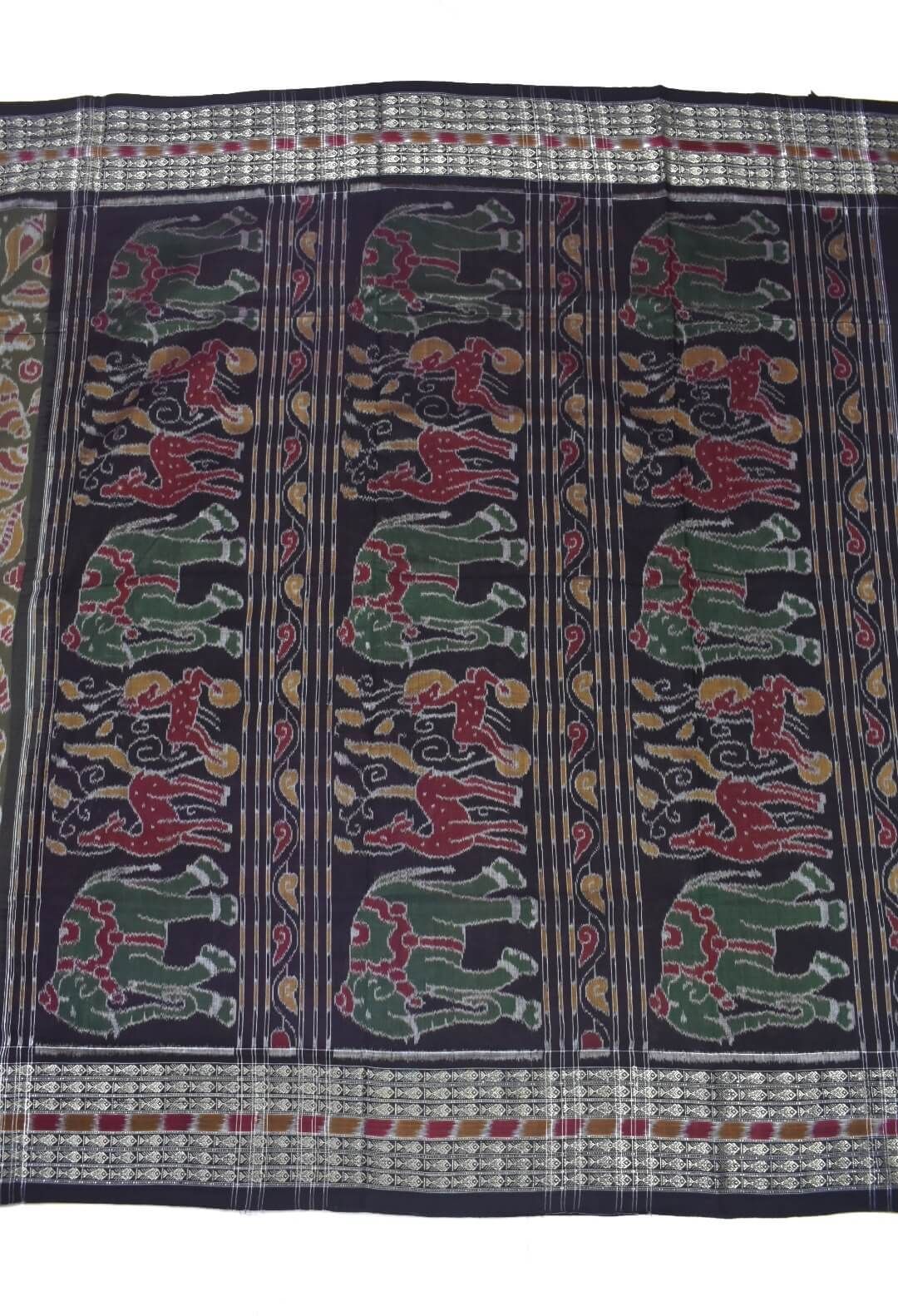 Biscuit-Red Colour Sambalpuri Handloom Cotton Saree - Image 2