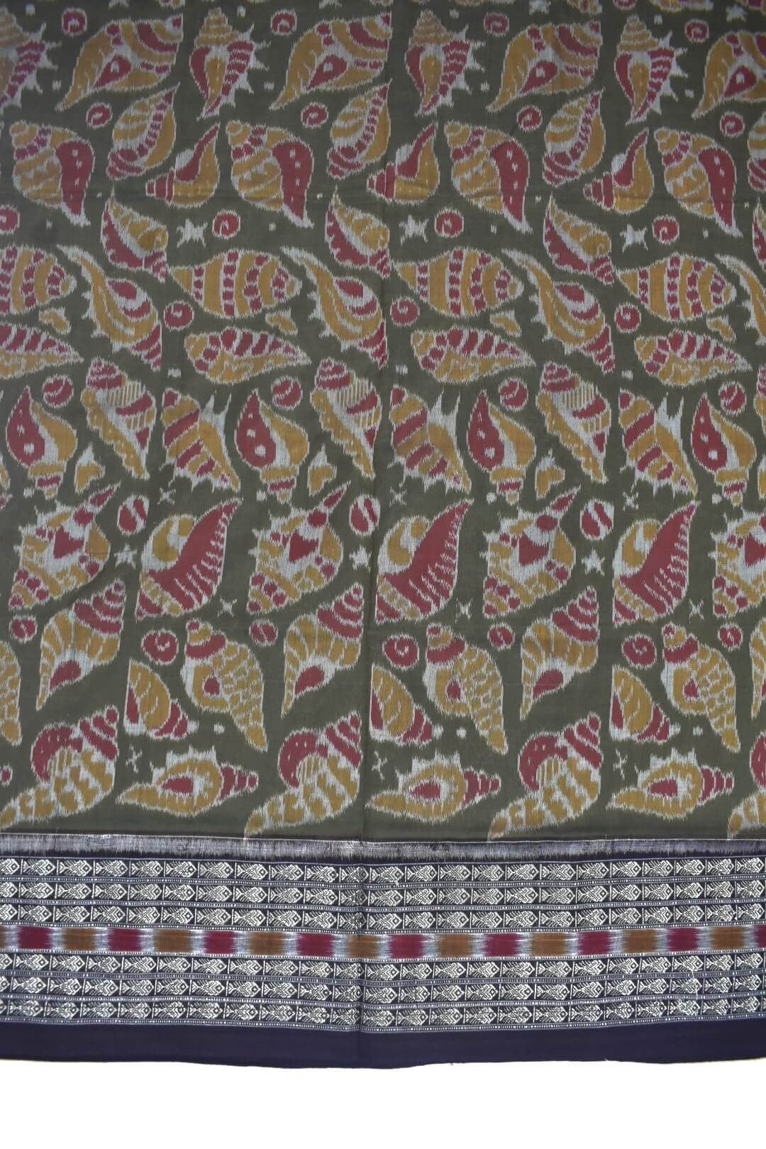 Biscuit-Red Colour Sambalpuri Handloom Cotton Saree - Image 4