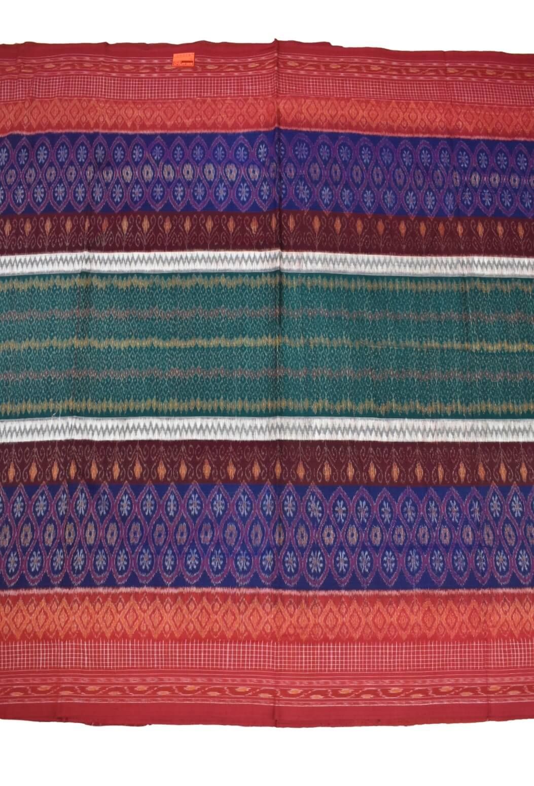 Green-Blue Colour Sambalpuri Handloom Cotton Saree