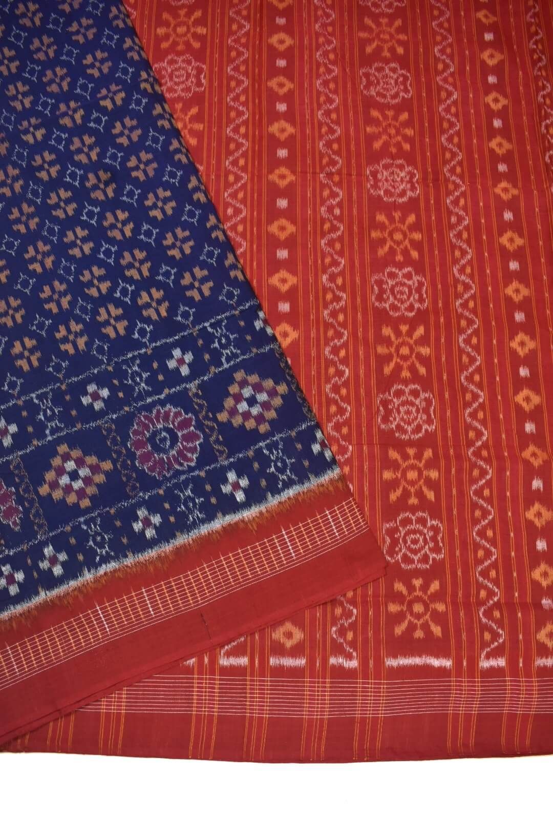 Blue Colour Sambalpuri Handloom Cotton Saree - Image 3