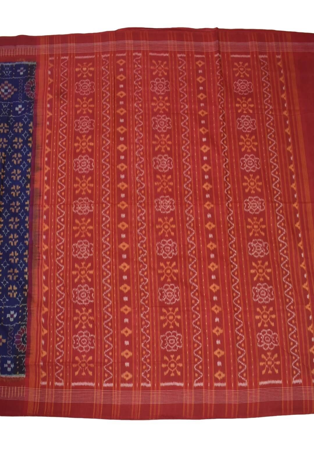 Blue Colour Sambalpuri Handloom Cotton Saree - Image 2