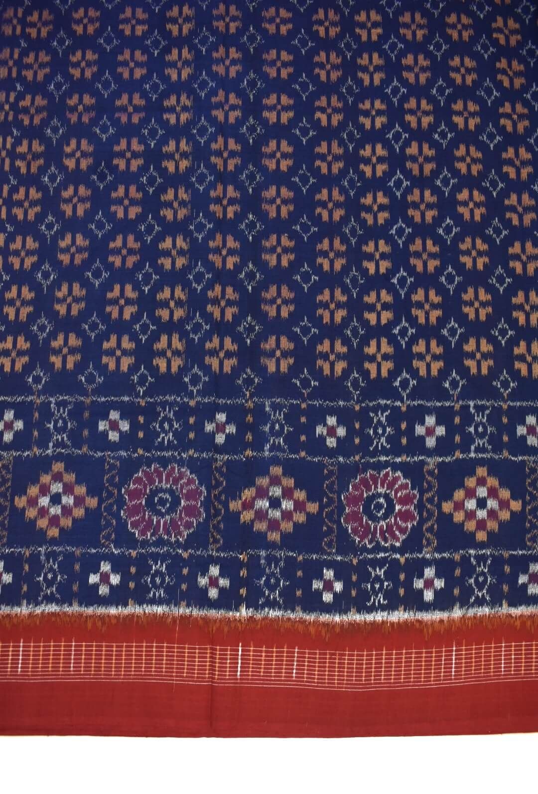 Blue Colour Sambalpuri Handloom Cotton Saree - Image 4