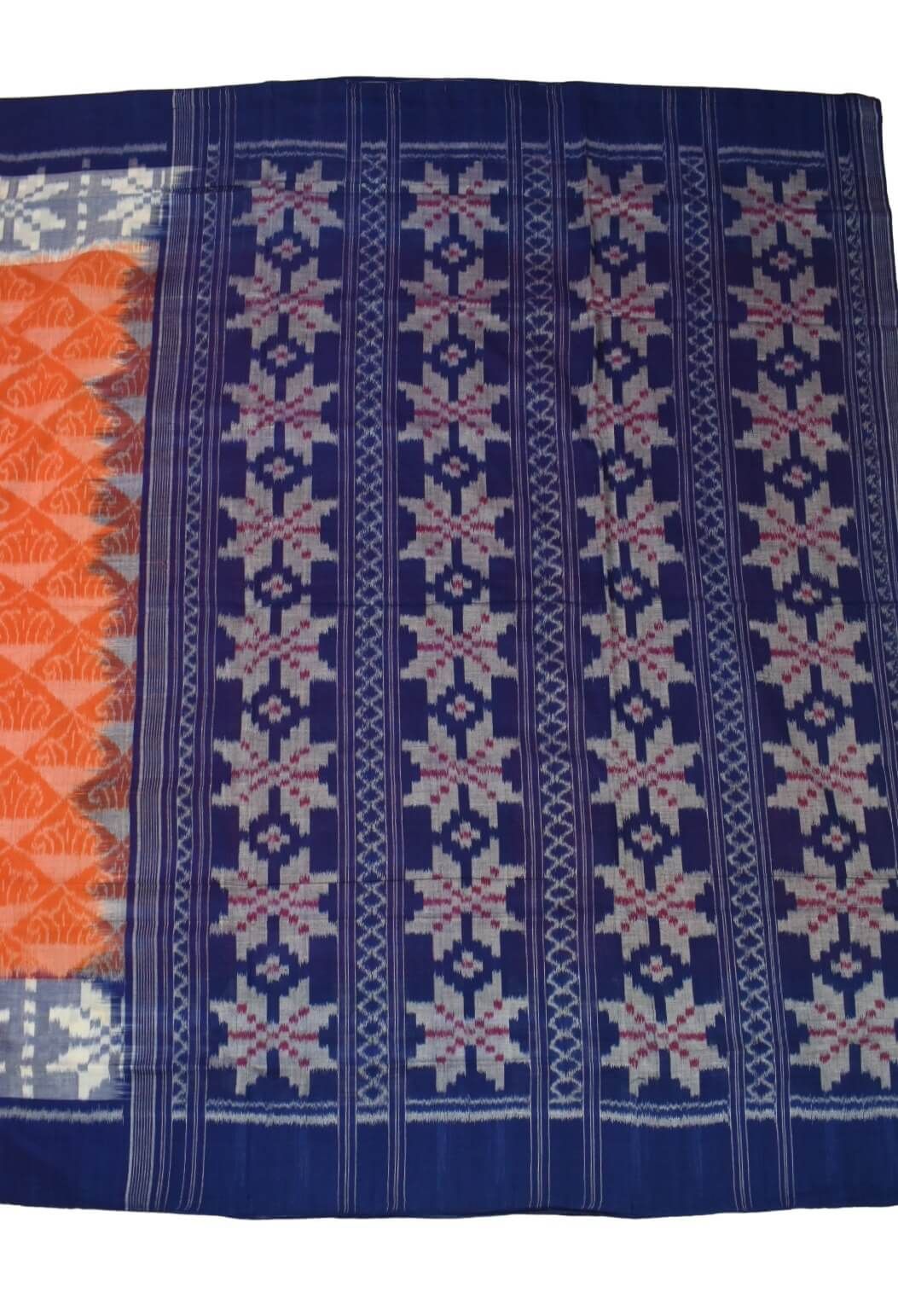 Orange Colour Sambalpuri Handloom Cotton Saree - Image 2