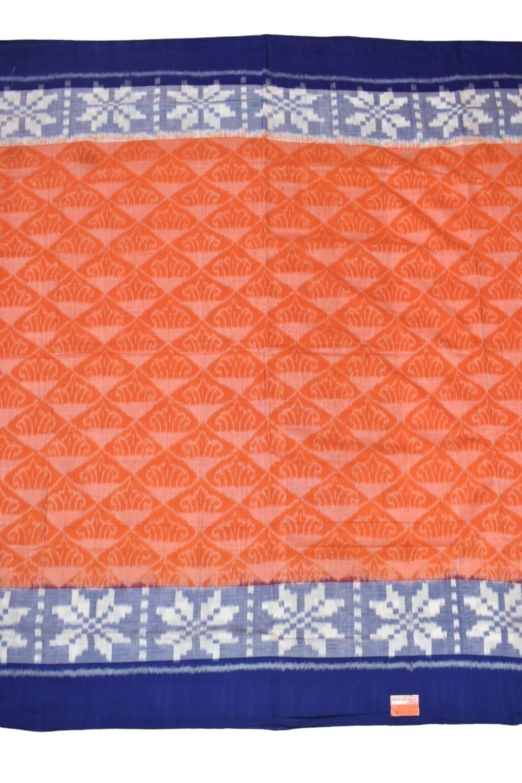 Orange Colour Sambalpuri Handloom Cotton Saree
