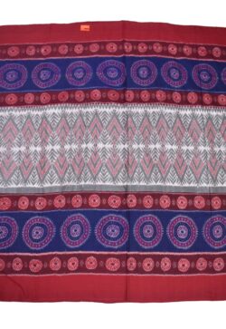 Gray-Red Colour Sambalpuri Handloom Cotton Saree