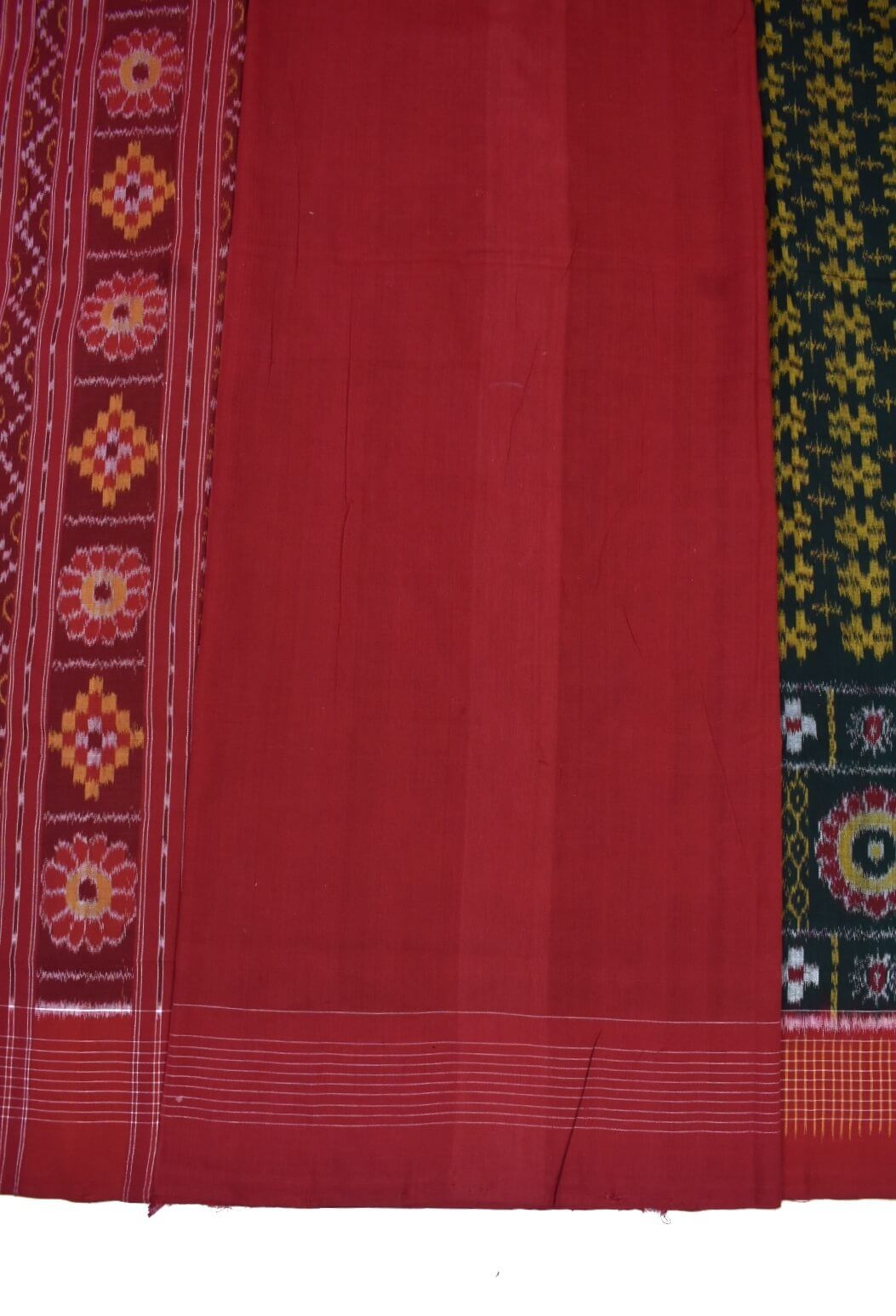 Green Colour Sambalpuri Handloom Cotton Saree - Image 5