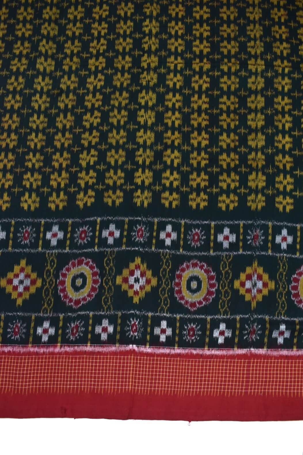 Green Colour Sambalpuri Handloom Cotton Saree - Image 4
