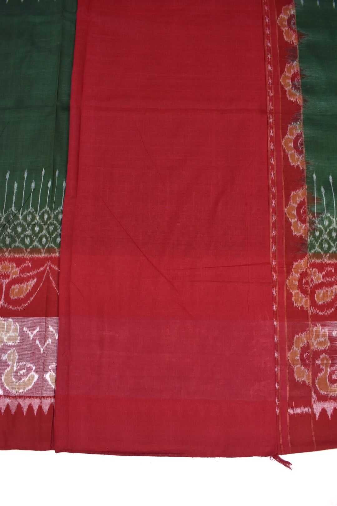 Green-Pitch Colour Sambalpuri Handloom Cotton Saree - Image 5