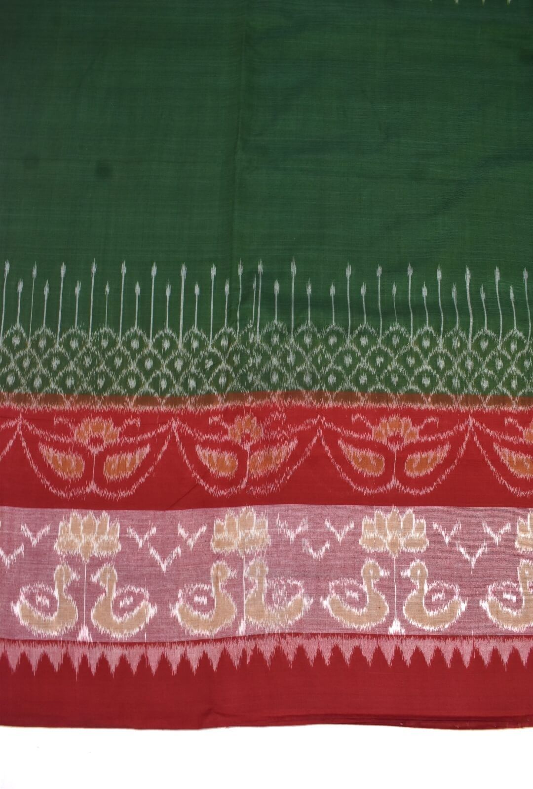 Green-Pitch Colour Sambalpuri Handloom Cotton Saree - Image 4